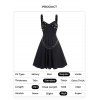 Plain Color Dress Grommet Buckle Chain Embellishment High Waisted Sleeveless A Line Midi Dress - BLACK XXL