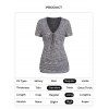 Lace Up Plunging Neck Knit Tee Ruched Pocket Patches Short Sleeve Long Knitted T-shirt - GRAY L