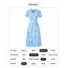 Robe Mi-Longue Ligne A Fleur Imprimée Manches Courtes à Col V - Bleu clair XL