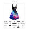 Colorful Galaxy Print Mini Dress Half Zipper Sleeveless A Line Cami Dress - BLACK L