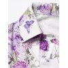 T-shirt à Imprimé Papillon Fleur en Blocs de Couleurs à Manches Courtes en Treillis - Violet clair M