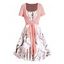 Mini Robe Chinée Superposée à Imprimé Fleur de Pêcher à Manches Courtes Faux Deux Pièces - Rose clair XXL
