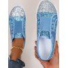 Sparkly Sequins Slip On Casual Flat Shoes - Bleu EU 42