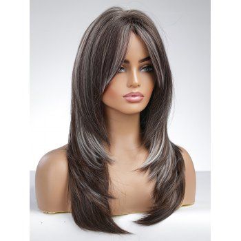 

Highlight Straight Eight-character Bangs Capless Long Trendy Synthetic Wig, Taupe
