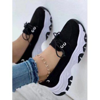 

Lace Up Thick Platform Outdoor Shoes, Black