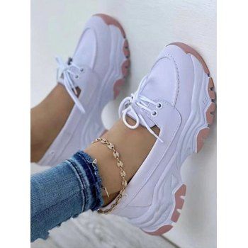 

Lace Up Thick Platform Outdoor Shoes, White