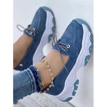 

Lace Up Thick Platform Outdoor Shoes, Blue