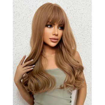 

Wavy Full Bang Long Capless Trendy Synthetic Wig, Camel brown