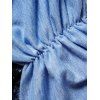 Mini Robe Ligne A Ceinturée à Imprimé Fleur en Dentelle en Blocs de Couleurs à Volants de Grande Taille - Bleu clair L