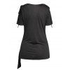 Draped T Shirt O Ring Plain Color Cowl Neck Cinched Shoulder Casual Tee - BLACK S