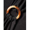 Draped T Shirt O Ring Plain Color Cowl Neck Cinched Shoulder Casual Tee - BLACK L