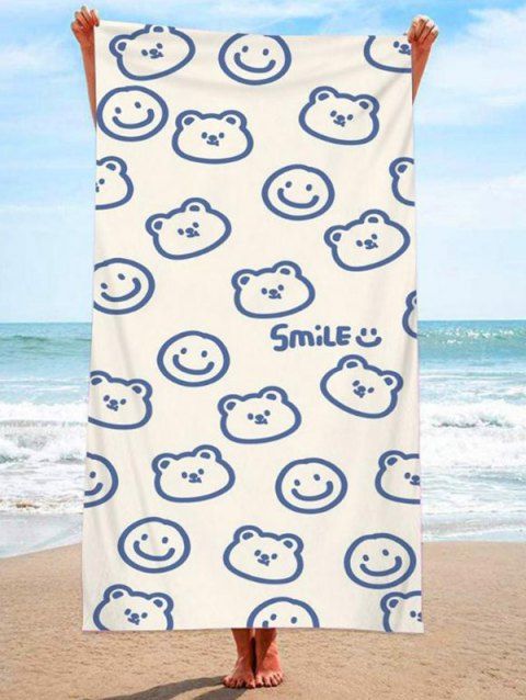 Cartoon Bear Letter Pattern Square Shaped Beach Towel