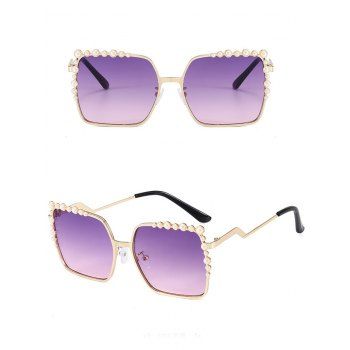 

Square Faux Pearl Embellishment Outdoor Trendy Sunglasses, Purple