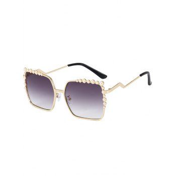 

Square Faux Pearl Embellishment Outdoor Trendy Sunglasses, Gray