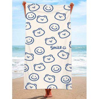 

Cartoon Bear Letter Pattern Square Shaped Beach Towel, White