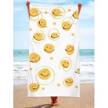 

Smile Face Pattern Square Shaped Beach Towel, Light yellow