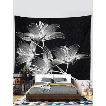 

3D Flower Print Tapestry Hanging Wall Home Decor, Black