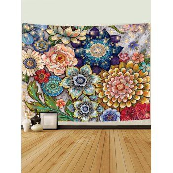 

Colorful Flower Leaf Pattern Tapestry Hanging Wall Home Decor, Multicolor