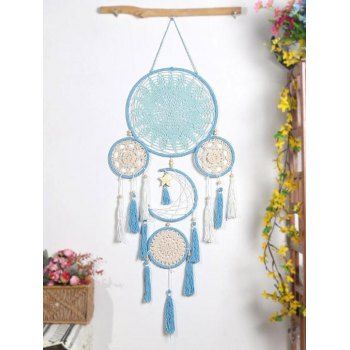 

Colorful Geometric Moon Hollow Out Dream Catcher Bohemian Fringe Home Decor, Light blue