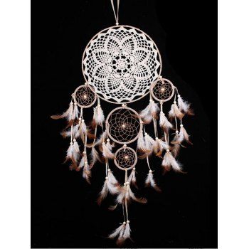 

Hollow Out Flower Dream Catcher Faux Feather Trendy Home Decor, Light coffee