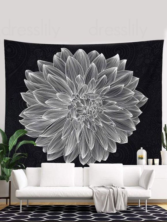 Tapisserie Murale à Imprimé Fleurs 3D Décor Maison - Gris Clair 100 CM X 75 CM