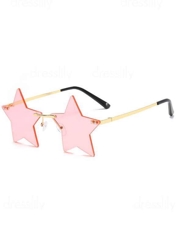Lunettes de Soleil Tendances en Forme D'Etoile sans Monture pour Extérieur - Rose clair 