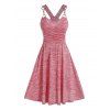 Crossover Bowknot Metal Heathered A Line Dress And Plain Color Crossover Tied Cropped Top Casual Outfit - multicolor S