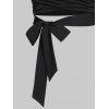 Crossover Bowknot Metal Heathered A Line Dress And Plain Color Crossover Tied Cropped Top Casual Outfit - multicolor S