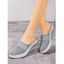 Lazy Slip On Mesh Breathable Thick Sole Slippers Wedge Heel Slippers - Gris Clair EU 41