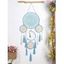 Attrape-Rêves Evidé Lune Géométrique Coloré à Frange Style Bohémien Décoration de Maison - Bleu clair 