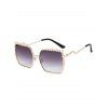 Lunettes de Soleil Carrées Embellies de Fausse Perle pour Extérieur - Gris 