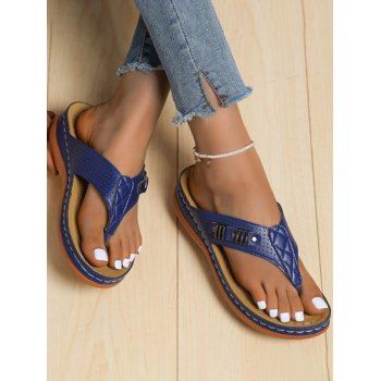 

Hollow Out Flat Platform Slip On Outdoor Flip Flops, Blue