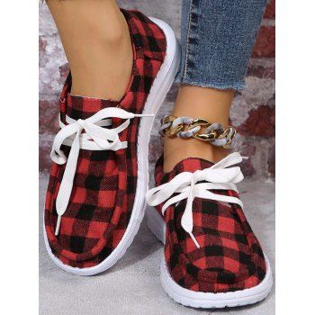 

Lace Up Flat Platform Casual Outdoor Shoes, Red