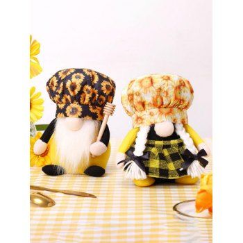 

2 Pcs Sunflower Plaid Cute Dolls Trendy Home Decor, Multicolor