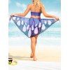 Butterfly Floral Print A Line Dress Tied Surplice T Shirt Three Piece Halter Bikini Swimsuit And Ombre Sunglasses Outfit - LIGHT PURPLE S