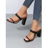 Braid Deisgn Slip On Chunky Heels Plain Color Outdoor Sandals - Noir EU 43