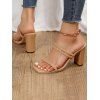 Braid Deisgn Slip On Chunky Heels Plain Color Outdoor Sandals - Abricot EU 36