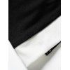 Plus Size T-shirt Colorblock Panel Short Sleeve Tee Mock Button Front Slit Curve T Shirt - BLACK 5X