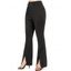 Pantalon Maigre Ajusté Fendu Au Dos Zippé en Couleur Unie - Noir M