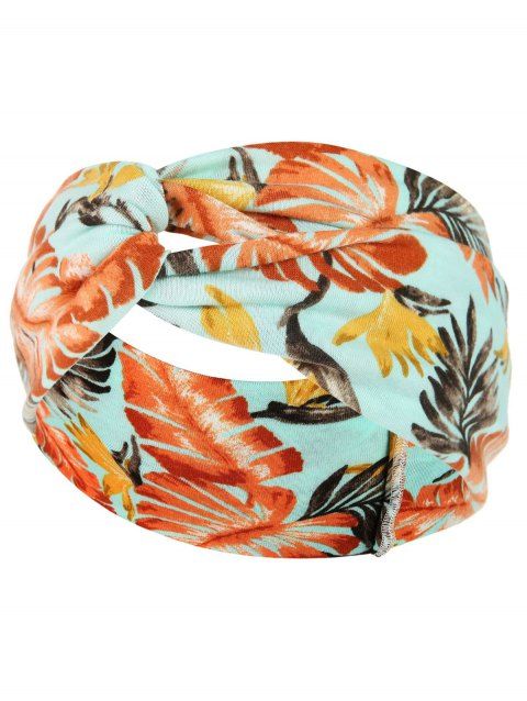 Bandeau Large de Sport Torsadé à Imprimé Feuilles et Fleurs
