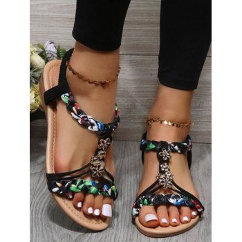 

Colored Twisted Slip On Wedge Heels Open Toe Beach Sandals, Black