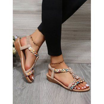 Colored Twisted Slip On Wedge Heels Open Toe Beach Sandals