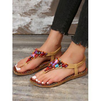 

Beaded Slip On Flip Flops, Goldenrod