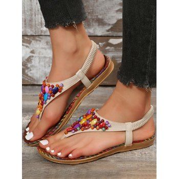 

Beaded Slip On Flip Flops, Beige