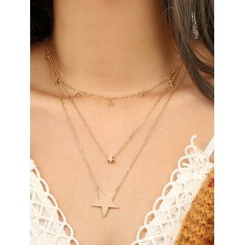 

Star Shape Layered Adjustable Chain Necklace, Golden