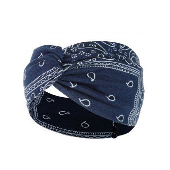 

Bohemian Printed Twisted Wide Sports Headband, Deep blue