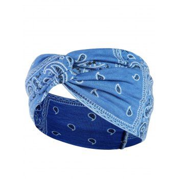 

Bohemian Printed Twisted Wide Sports Headband, Blue