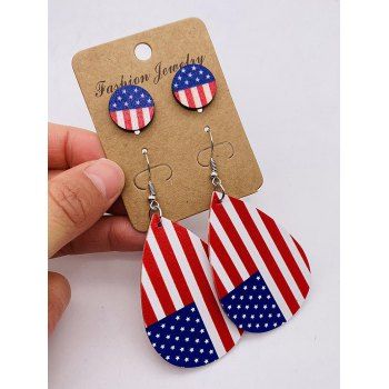 

Star And Stripe American Flag Stud Earrings And Waterdrop Drop Earrings Set, Multicolor a