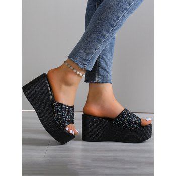 

Outdoor Thick Platform Slip On Trendy Slippers, Black