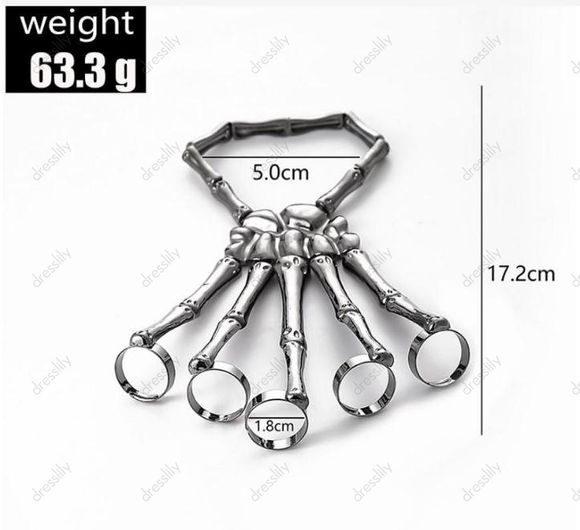 Bracelet D'Halloween Gothique Squelette en Alliage - Noir 